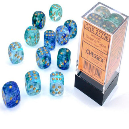 Chessex 12mm D6 Dice Block Nebula Oceanic/Gold w/Luminary Gaming Dice Chessex Dice Default Title  