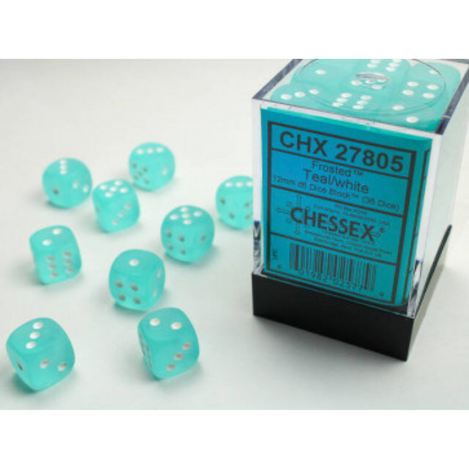 Chessex 12mm D6 Dice Block Frosted Teal/White Gaming Dice Chessex Dice Default Title  