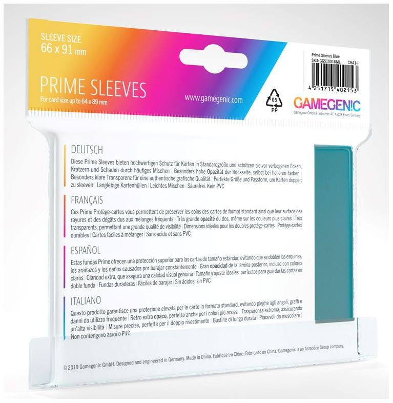 Gamegenic - Prime Card Sleeves - Blue (100 Sleeves Pack) Deck Box GameGenic   