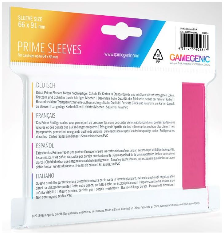 Gamegenic - Prime Card Sleeves - Pink (100 Sleeves Pack) Deck Box GameGenic   