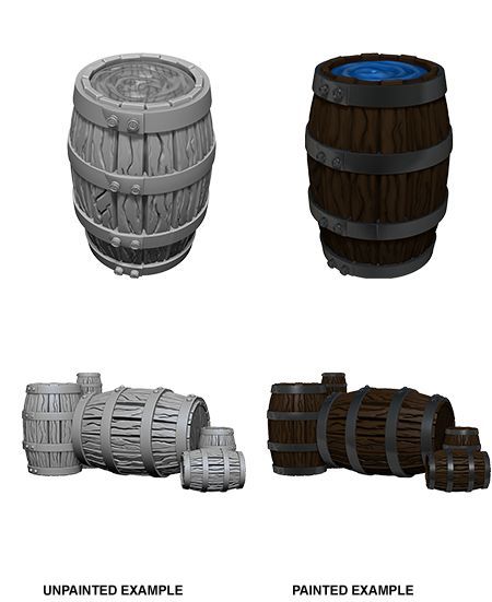 WizKids Deep Cuts Unpainted Miniatures Barrel & Pile of Barrels Dungeons & Dragons WizKids   