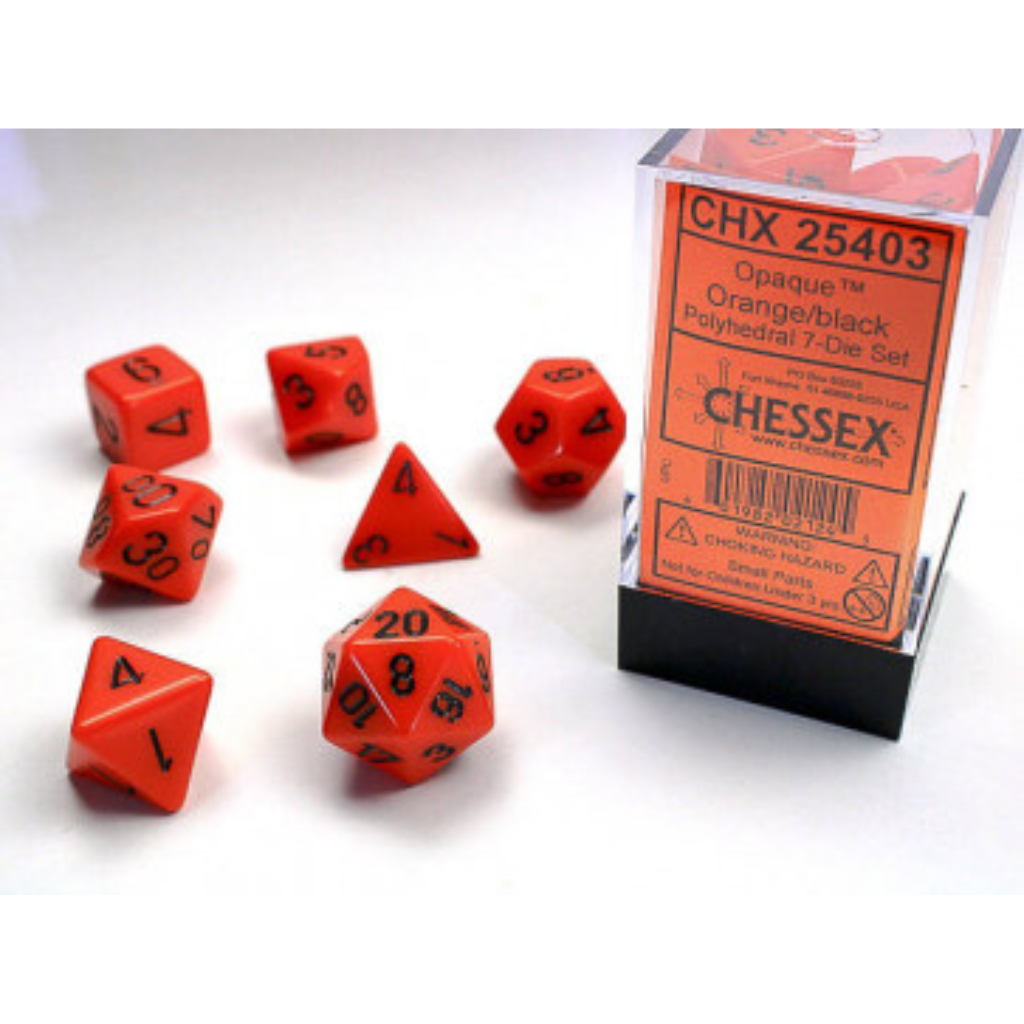 Chessex Opaque Polyhedral Orange/black 7-Die Set Gaming Dice Chessex Dice   