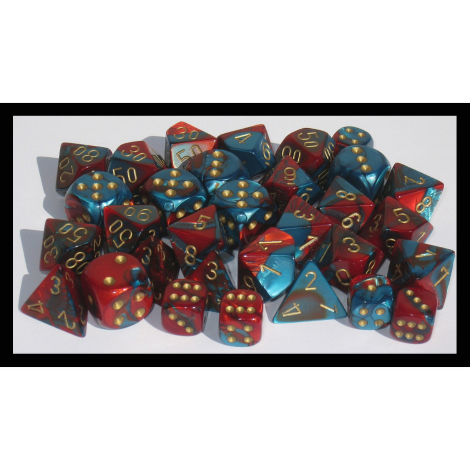 Gemini 12mm d6 Red Teal/Gold Block (36) Chessex Dice Chessex Dice Default Title  