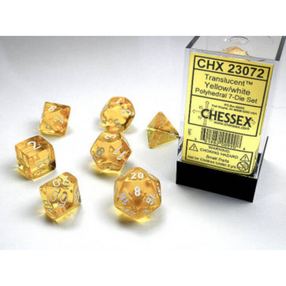 Chessex Polyhedral 7-Die Set Translucent Yellow/White Gaming Dice Chessex Dice Default Title  