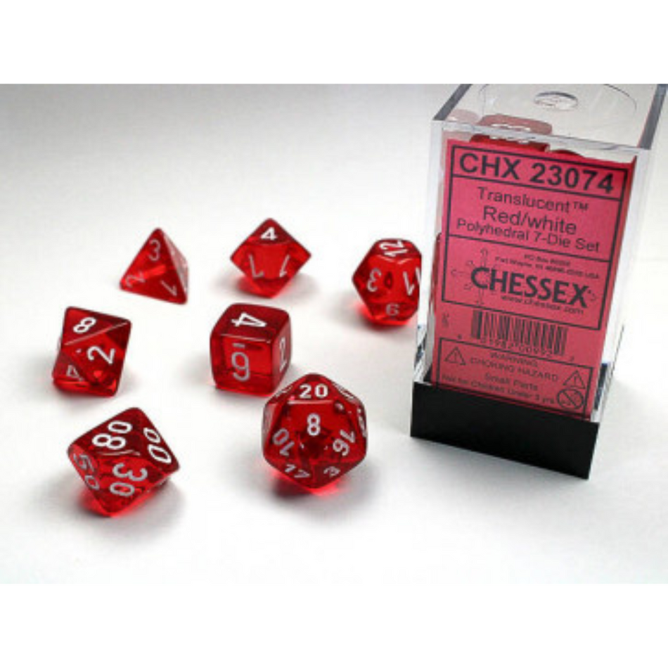 Chessex Polyhedral 7-Die Set Translucent Red/White Gaming Dice Chessex Dice Default Title  