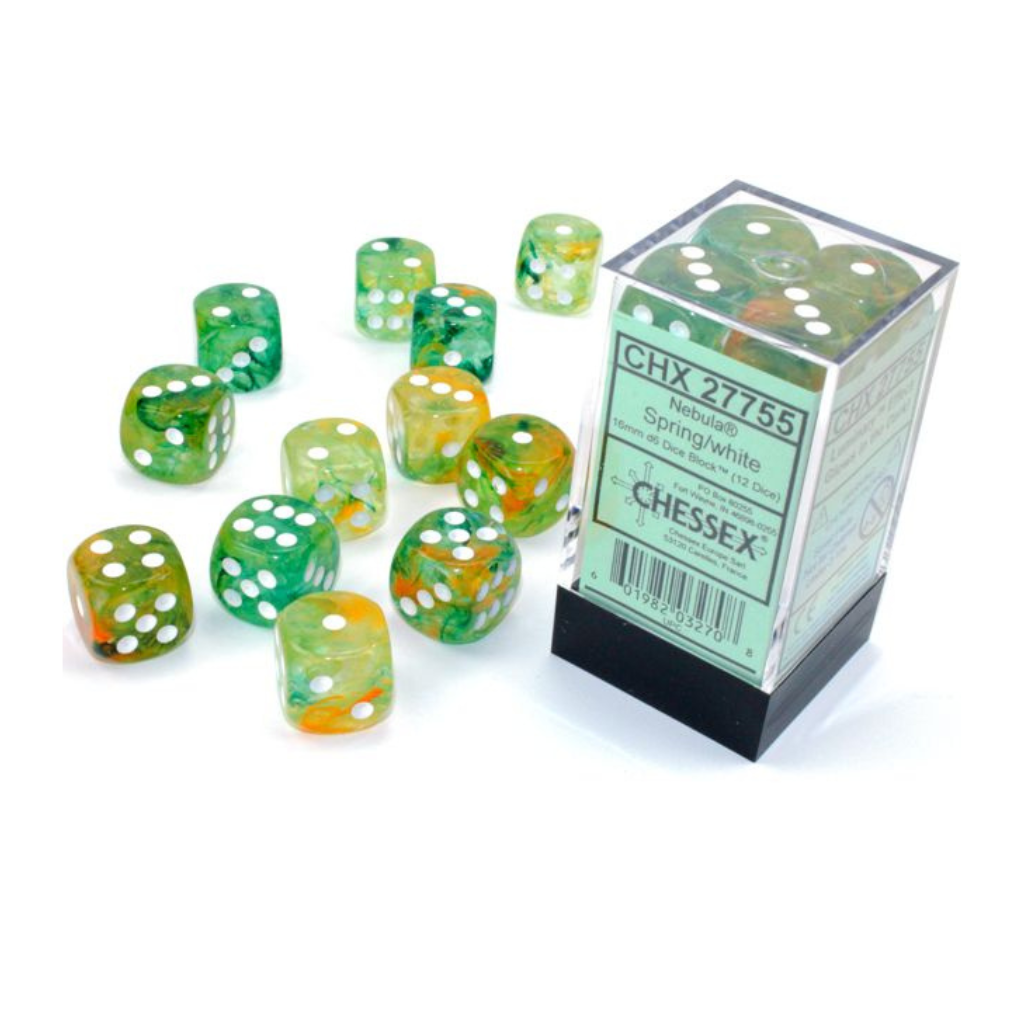 Chessex Nebula 16mm d6 Spring/White Luminary Block Gaming Dice Chessex Dice Default Title  