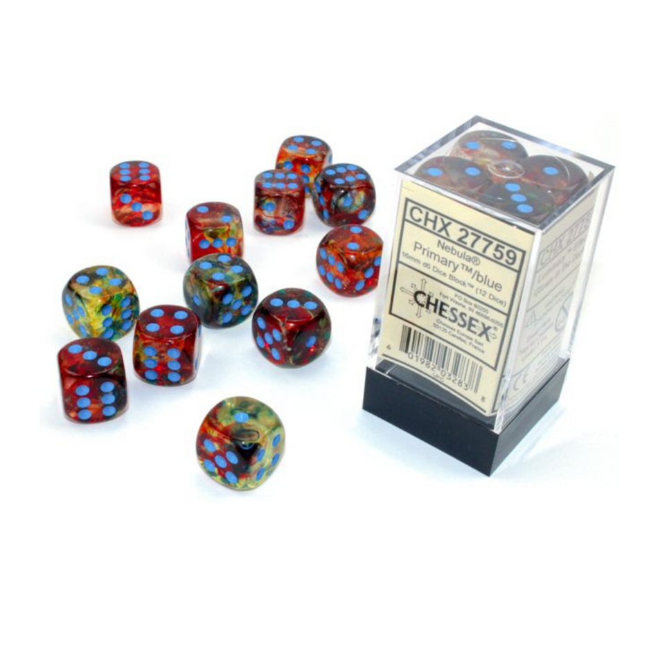 Chessex Nebula 16mm d6 Primary/Blue Luminary Block Gaming Dice Chessex Dice Default Title  