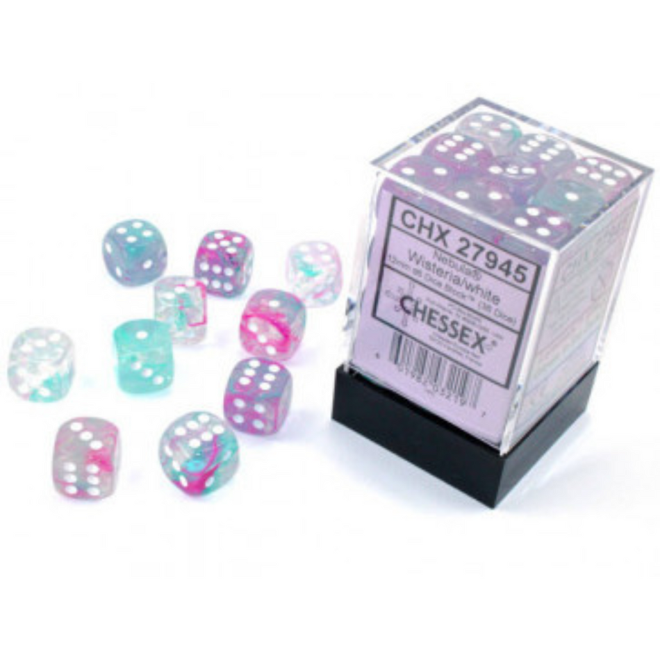 Chessex 12mm D6 Dice Block Nebula Wisteria/White (Luminary Effect) Gaming Dice Chessex Dice Default Title  