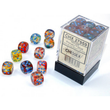 Chessex 12mm D6 Dice Block Nebula Primary/Blue (Luminary Effect) Gaming Dice Chessex Dice Default Title  