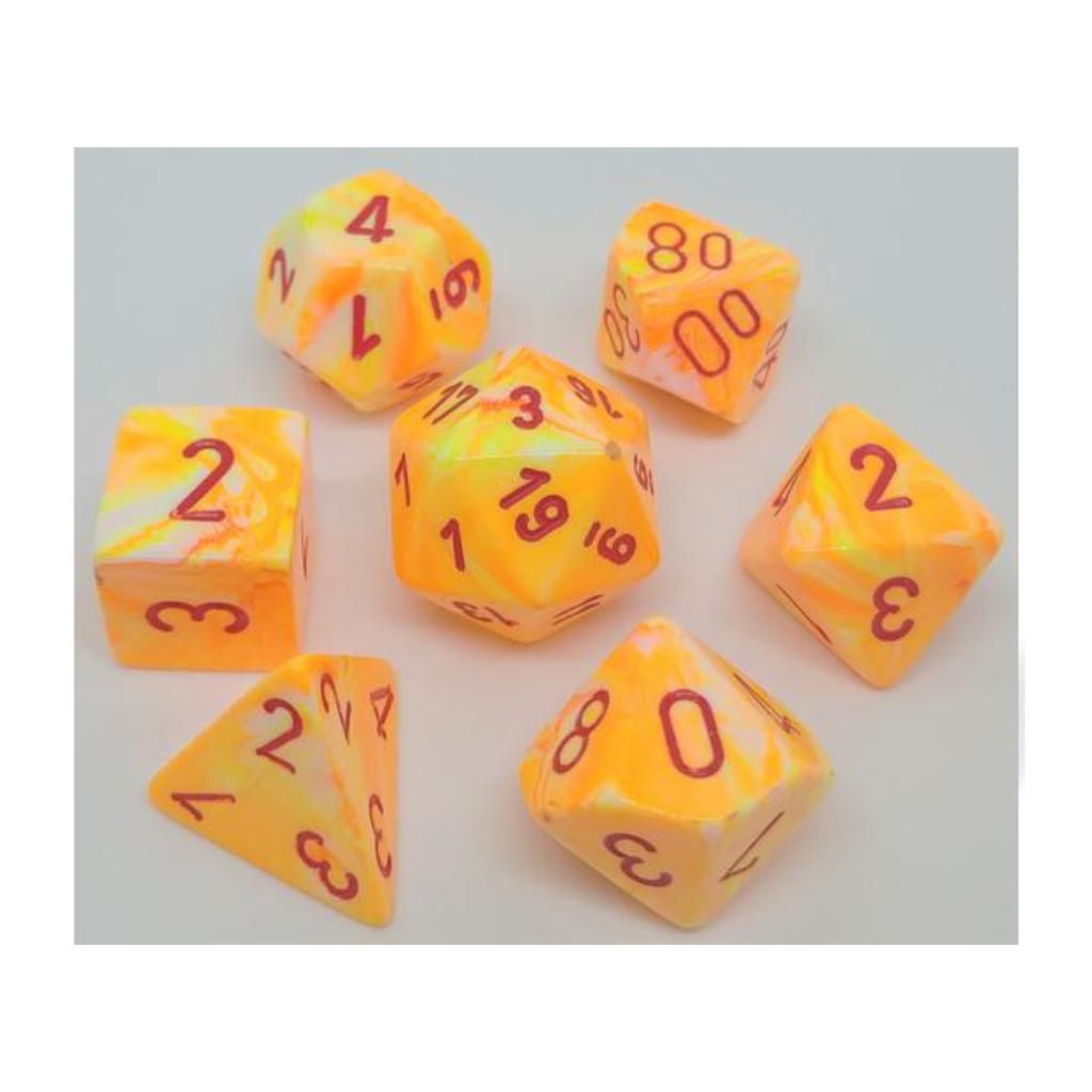 Festive Polyhedral Sunburst/Red 7-Die Set Gaming Dice Chessex Dice Default Title  