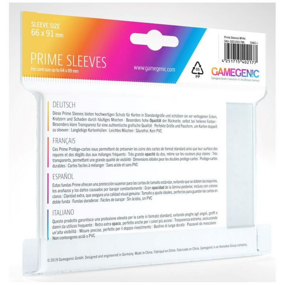 Gamegenic - Prime Card Sleeves - White (100 Sleeves Pack) Deck Box GameGenic   