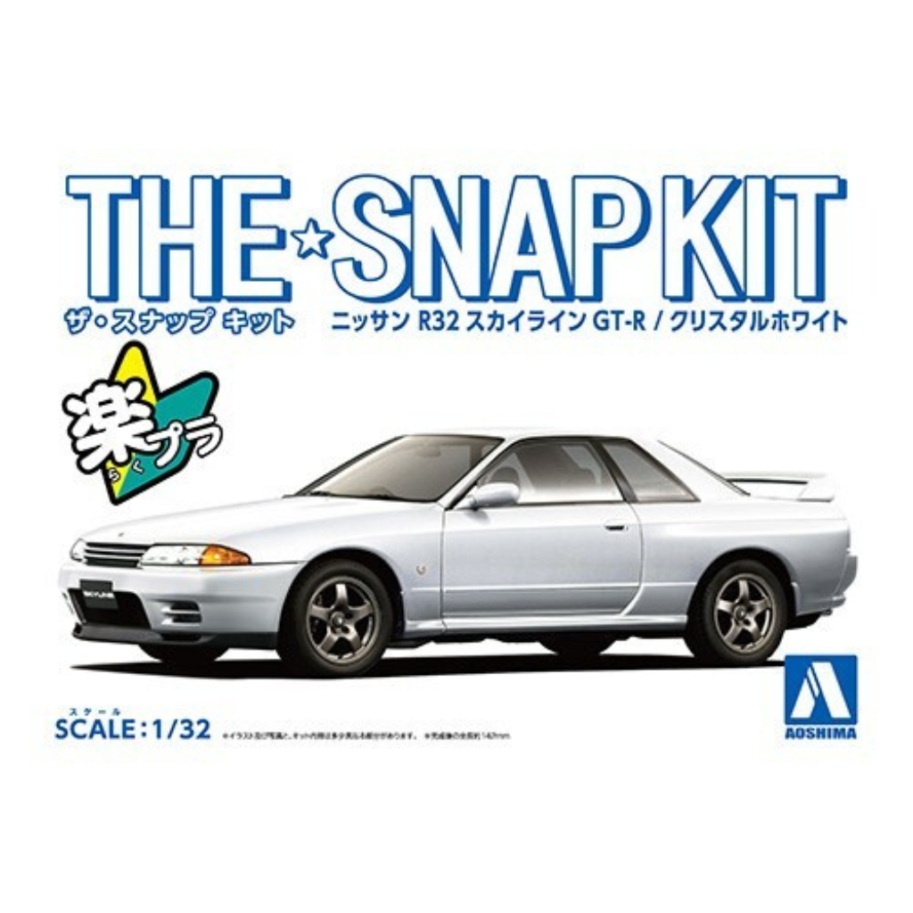 1/32 SNAP NISSAN R32 SKYLINE GT-R CUSTOM WHEEL (CRYSTAL WHITE) Model Car Kit Aoshima Default Title  