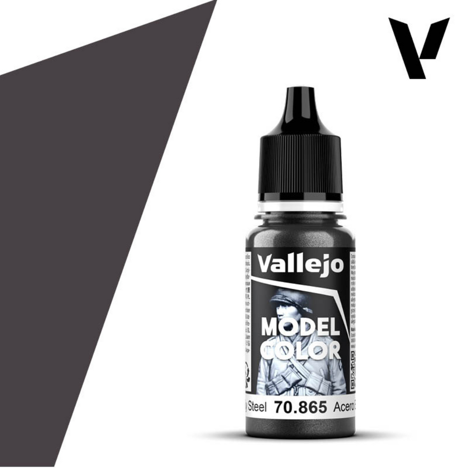 Vallejo Model Color Oily Steel 17ml Acrylic Paint Vallejo Model Color Vallejo Default Title  