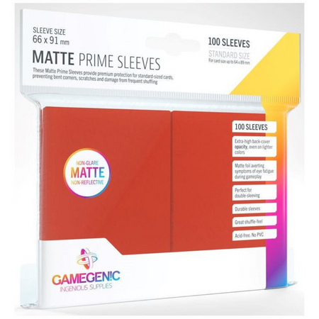 Gamegenic - Prime Matte Card Sleeves - Red (100 Sleeves Pack) Deck Box GameGenic Default Title  