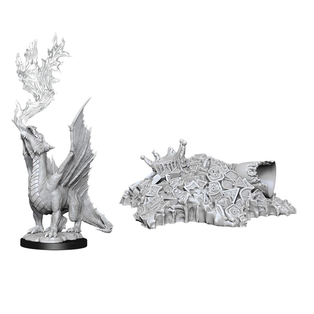 D&D Nolzurs Marvelous Unpainted Miniatures Gold Dragon Wyrmling and Small Treasure Pile Dungeons & Dragons WizKids   