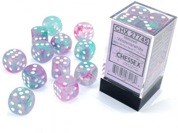 Chessex 16mm D6 Dice Block Nebula Wisteria/White w/Luminary Gaming Dice Chessex Dice   